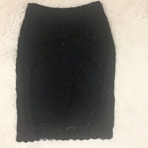 Basix 2 Fully Beaded Black Pencil Skirt Side Slits